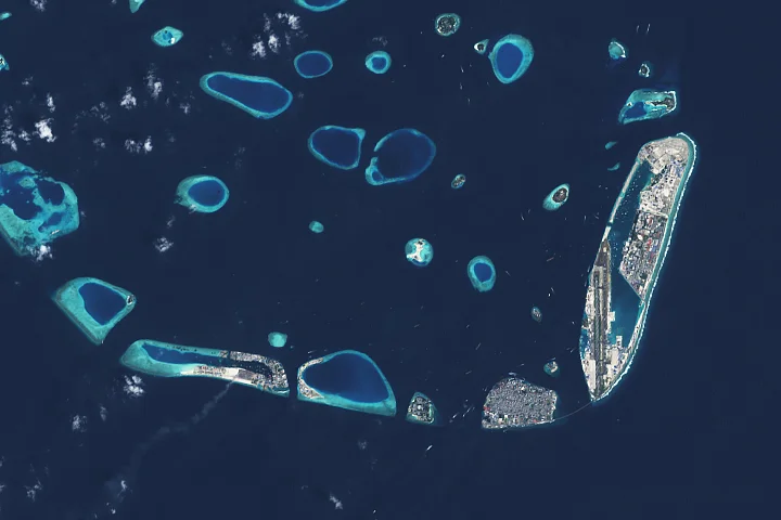 A New Island Forms in the Maldives [Image: NASA]