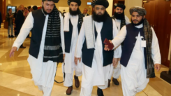 Taliban officials heading to attend a meeting in Doha.