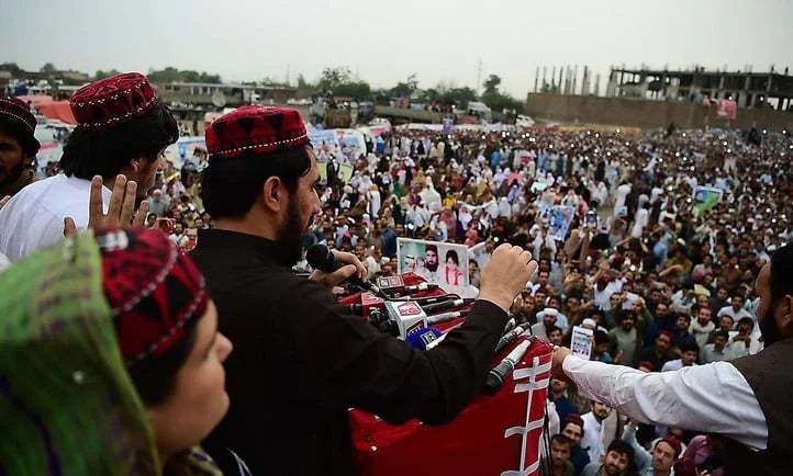Political activism of PTM was directed towards the issues faced by the people of Erstwhile FATA now KPK, due to the military checkpoints [Image Credits: Naseer Ahmed/Reuters].