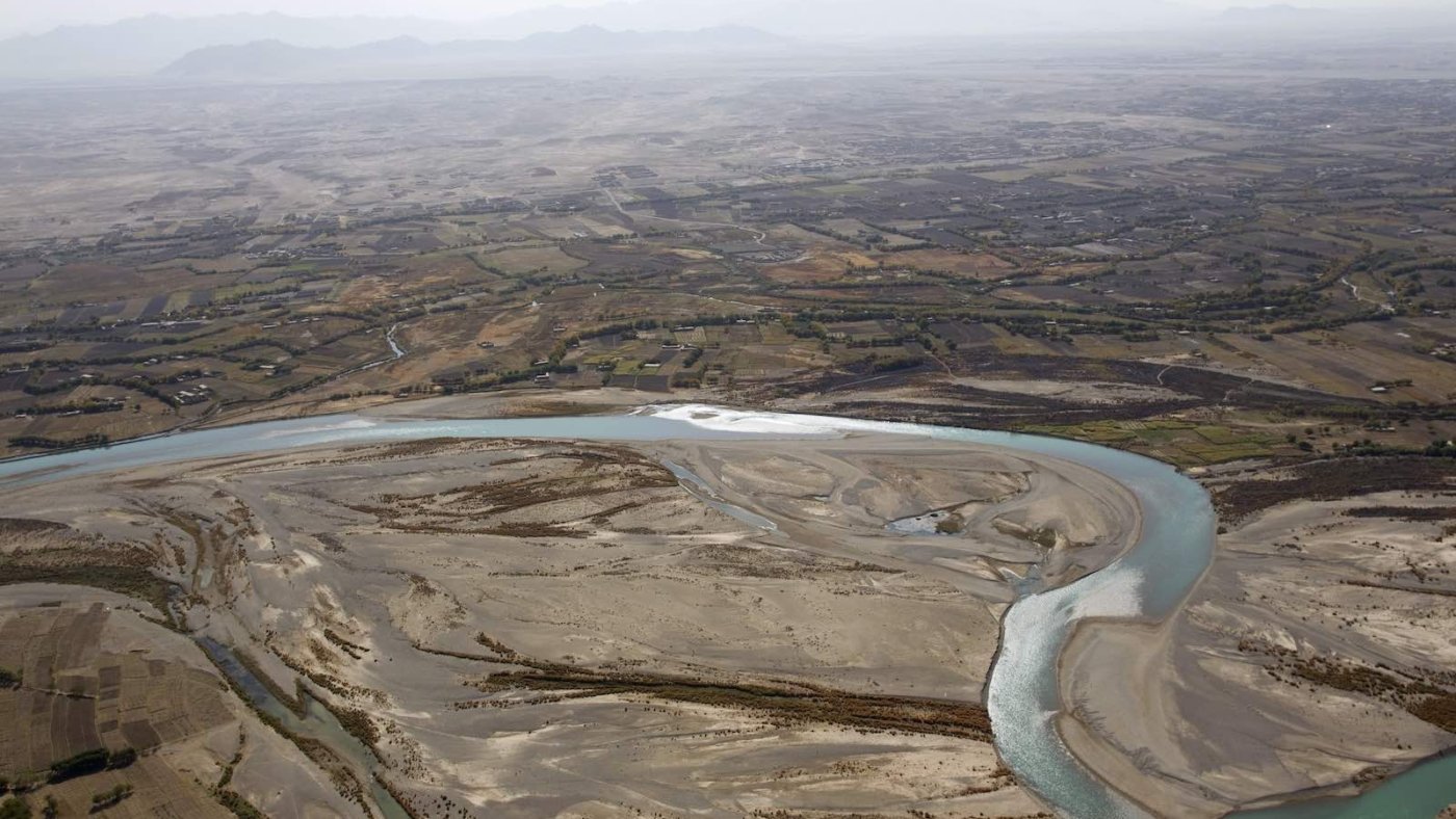 An aerial view from a medevac helicopter shows the Helmand river  Helmand province on November 8, 2011. Around 140,000 international troops are serving in Afghanistan, mostly from the United States, helping Afghan government forces fight a bloody, Taliban-led insurgency. AFP PHOTO/ BEHROUZ MEHRI (Photo credit should read BEHROUZ MEHRI/AFP via Getty Images)