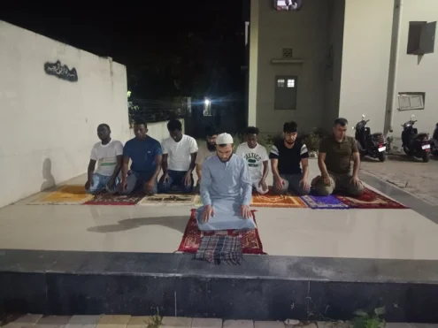 Foreign students were attacked during Taraweeh prayer at a university hostel in Gujarat, India.
