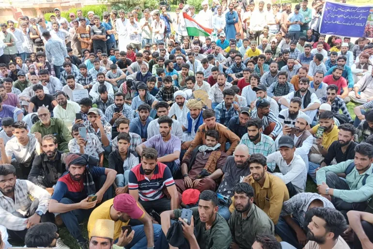 A protest by the Gujjar and Bakerwal communities against Indian government's quota move in Srinagar [Image via Al Jazeera/Gujjar-Bakerwal Youth Welfare Conference]