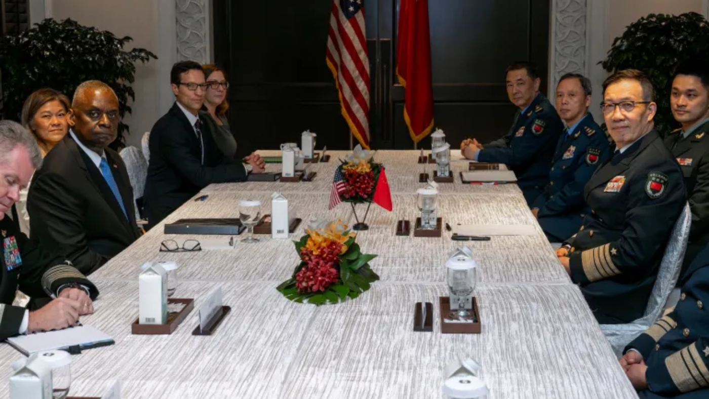 U.S.-China Defense Dialogue: US Secretary of Defense Lloyd Austin and Chinese Defence Minister Dong Jun attend a bilateral meeting [Image via Reuters]