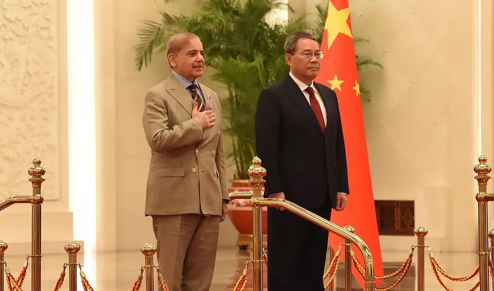 On June 7, 2024, in Beijing, China, Pakistan's Prime Minister Shehbaz Sharif (left) and Chinese Premier Li Qiang pose for a picture [Image via Government of Pakistan].