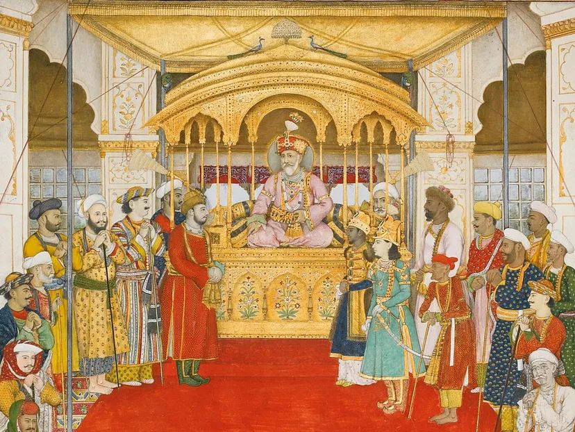 Mughal King Akbar in the Darbar [Image via Almay].