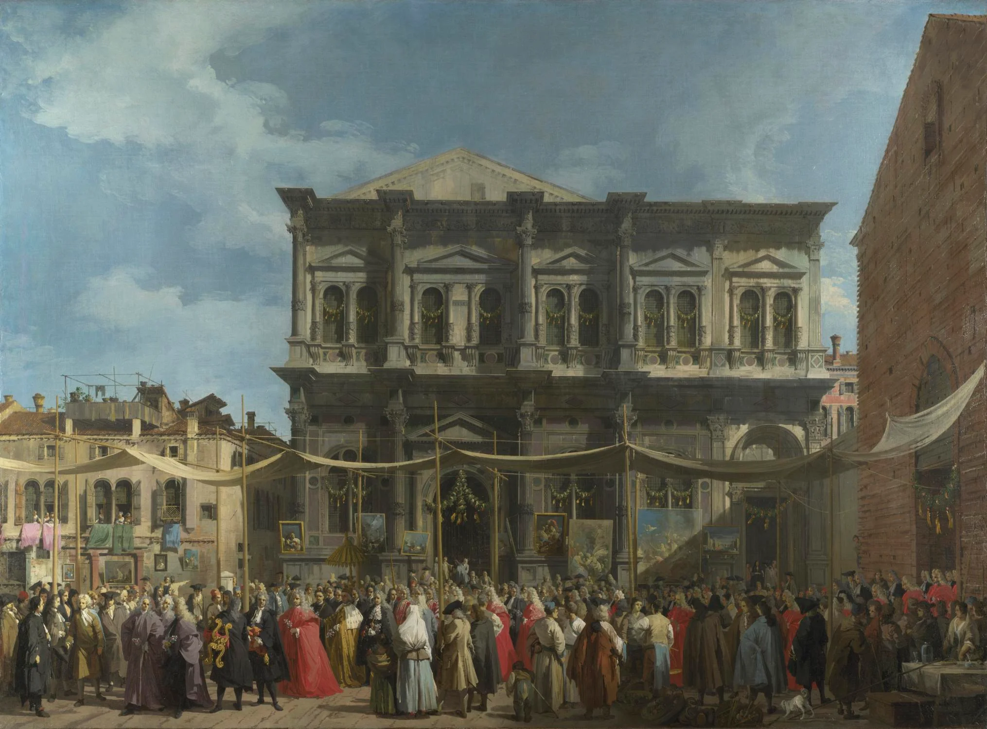 Canaletto’s "The Procession on the Feast Day of Saint Roch" illustrates 18th-century political theology, showing the union of church and state in Venice [Image via National Gallery, London].