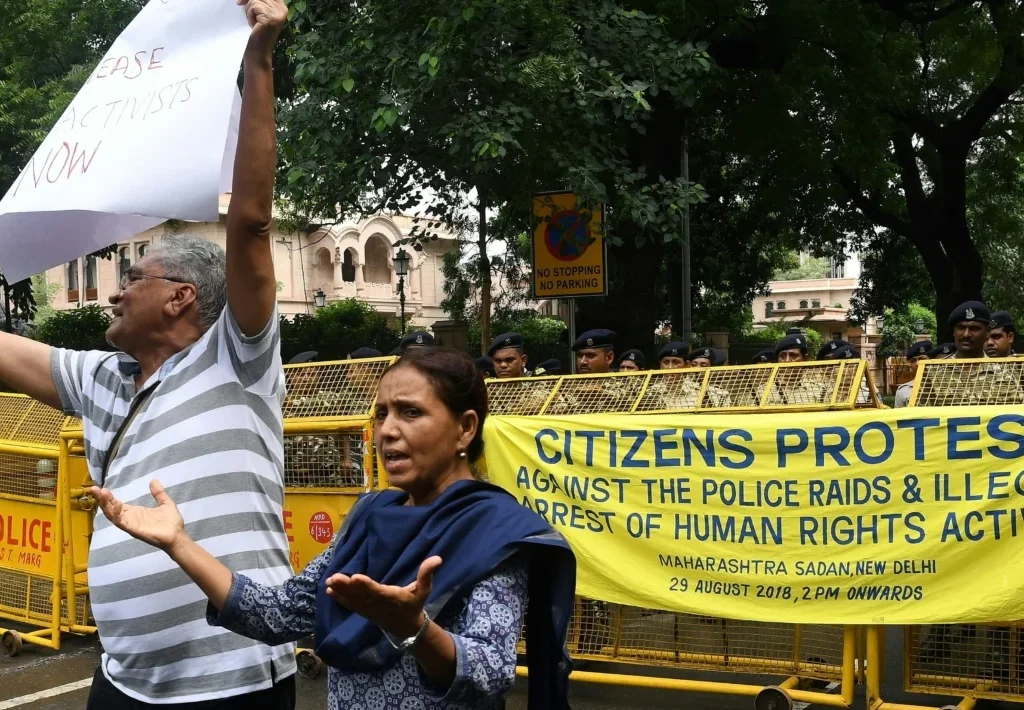 A protest in Delhi: Amnesty International raises concerns over India's misuse of anti-terror laws under the BJP to target and suppress civil society [Image via Getty Images].