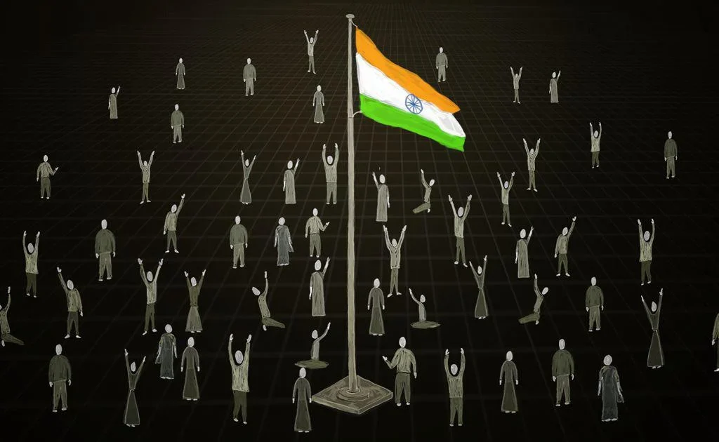 The UN Human Rights Committee's review challenges the image of India’s democracy, uncovering systemic abuses and global repression. [Illustration by Nithya Subramanian via Scroll]