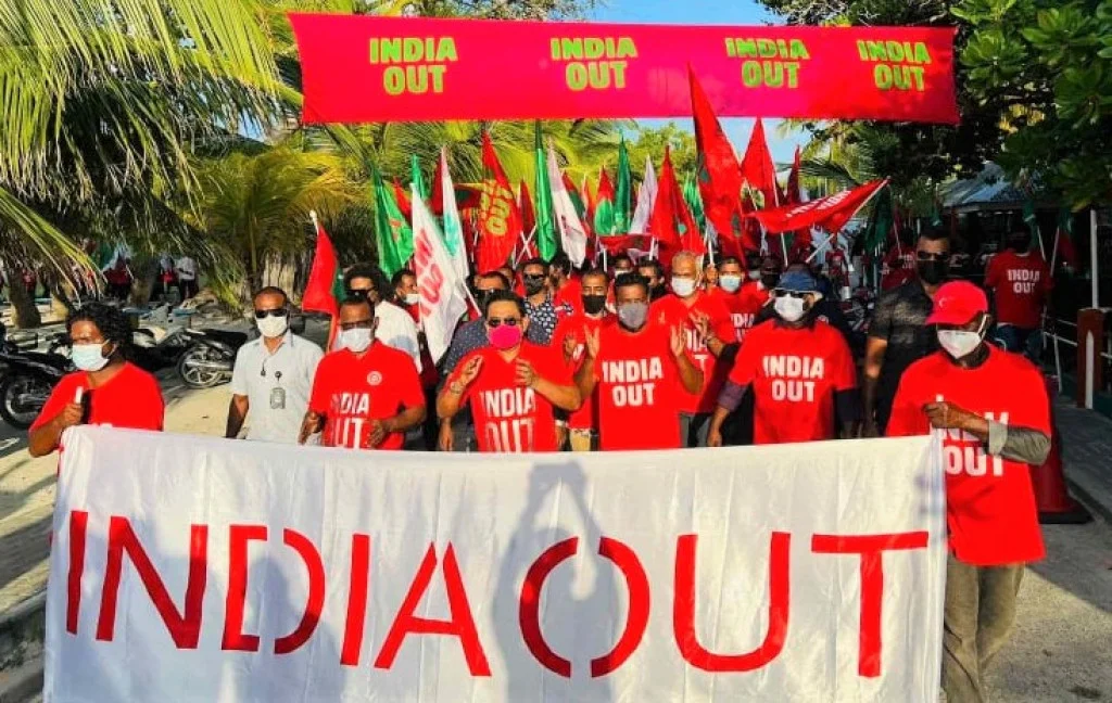 India Out Campaign in Maldives [Image via Malé Media]