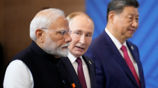 Indian Prime Minister Narendra Modi, Russian President Vladimir Putin and Chinese President Xi Jinping on the sidelines of BRICS Summit in Kazan, Russia, Wednesday, Oct. 23, 2024. [Image via REUTERS].