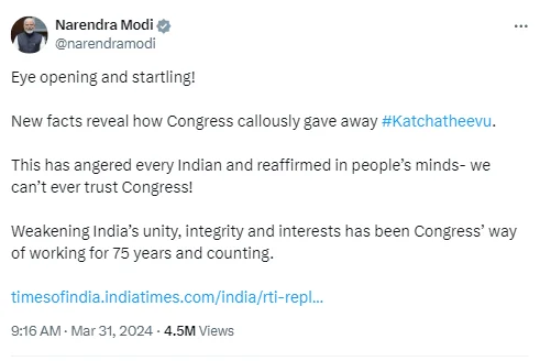 Tweet by Narendra Modi [X]