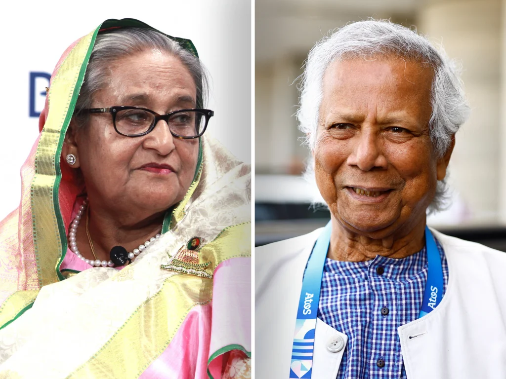 (Left) Sheikh Hasina, (Right) Muhammad Yunus