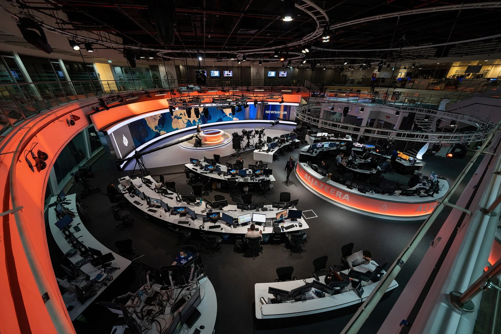 The newsroom of Al Jazeera English TV channel, Doha, Qatar [Image via Alamy Stock Photo]