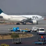 A Pakistan International Airlines (PIA) plane prepares to take-off at Alama Iqbal International Airport in Lahore as the country embarks for PIA privatisation. [Image via Reuters/File]