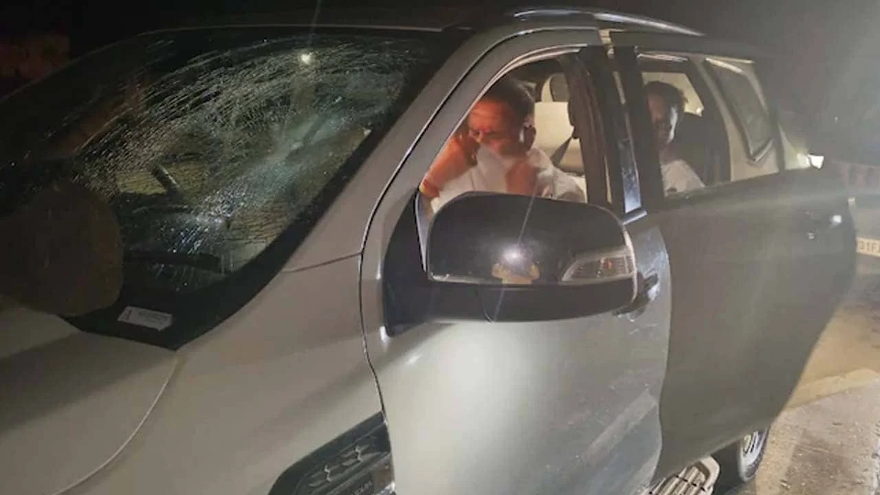 Former Maharashtra Home Minister Anil Deshmukh injured in stone attack on his car during election campaign in Nagpur. [Image via NDTV]