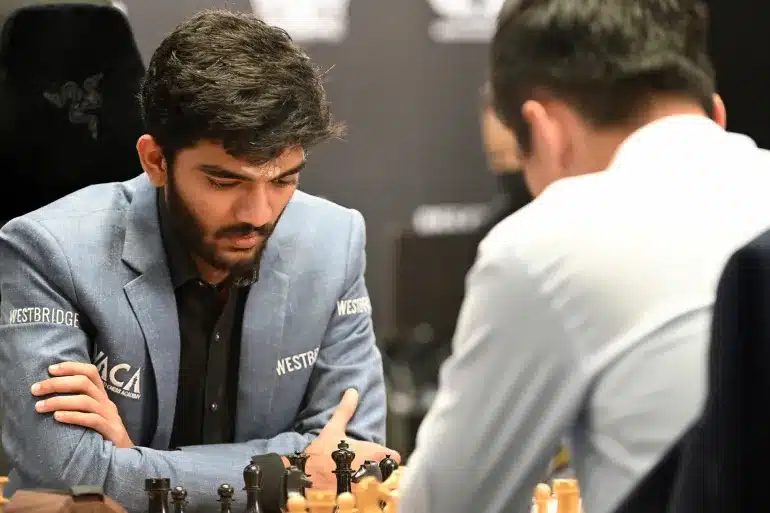 India's Gukesh Dommaraju defeats Ding Liren of China to become the youngest undisputed chess world champion in a dramatic 14-game match. [Image via AFP]