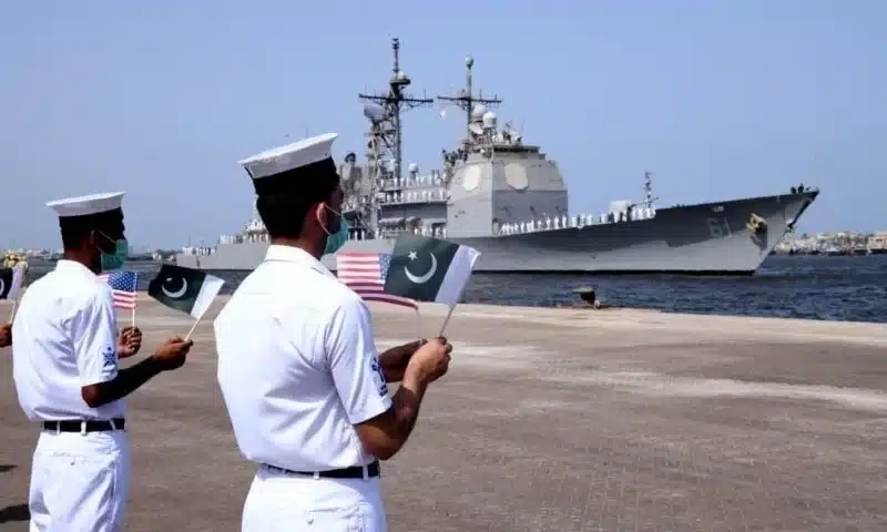 AMAN 2025 marks a key moment for the Pak-US Maritime Alliance as both nations join forces for deeper collaboration, shared security, and regional prosperity. [Image via Dawn]