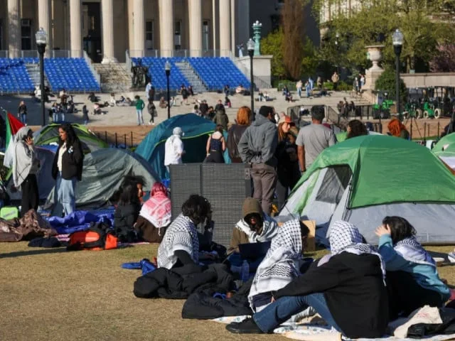 Trump's executive order targets pro-Palestinian protests, with plans to cancel visas and deport protesters involved. [Image via Reuters/File]