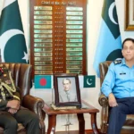 Bangladesh defense delegation meets Pakistan’s Air Chief, discusses military collaboration and joint training initiatives. [Image via PTV]