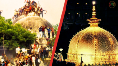 Tensions rise as Ajmer Sharif faces legal claims, echoing the Babri Masjid dispute and targeting Muslim heritage sites. [Image via SAT Creatives]