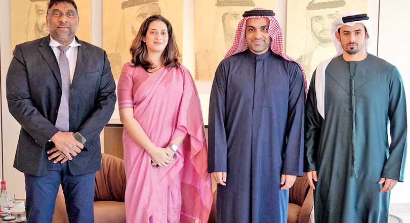 Sri Lanka and UAE discuss enhancing trade ties, investment, and business opportunities at Dubai Chamber meeting. [Image via Daily FT]