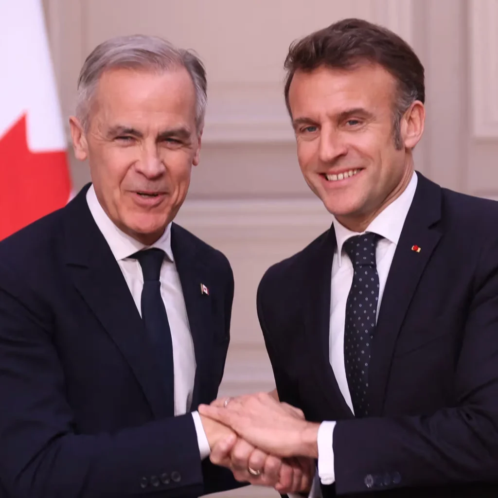 Mark Carney boosts Canada-France-UK ties amid Trump’s trade war, affirming Canadian sovereignty and Arctic security. [Image via Reuters]