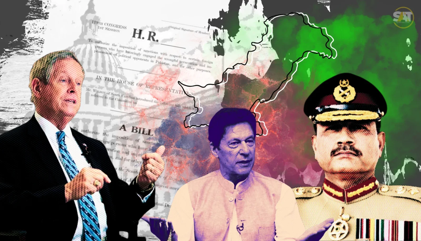 U.S. lawmakers introduce the Pakistan Democracy Act, pushing sanctions on Pakistan’s army chief, sparking diplomatic fallout. [Image via SAT Creatives]