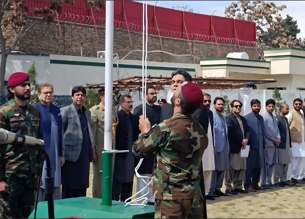 Ambassador Muhammad Sadiq, Pakistan’s Special Representative for Afghanistan, attended the flag-hoisting ceremony at the Pakistani Embassy as the Guest of Honor. [Image Credits: Ambassador Sadiq’s Office].