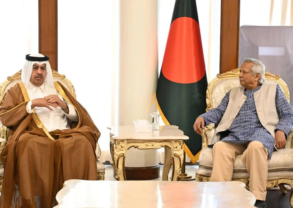 Qatar supports Bangladesh's interim government reform initiatives as envoy meets CA Yunus to discuss trade, investment, and cooperation. [Image via CA's press wing]