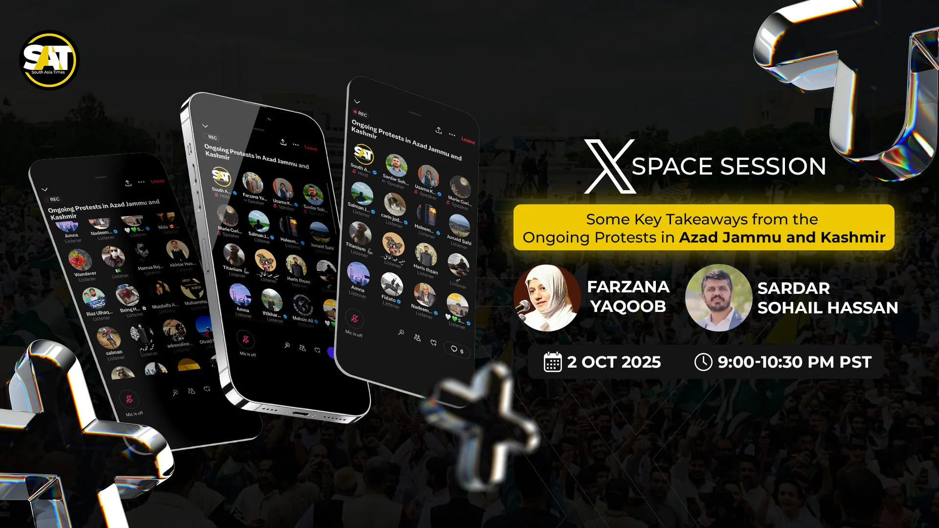 South Asia Times X Space explored AJK protests, JAAC’s role, subsidies, governance challenges, and India’s narrative spin.