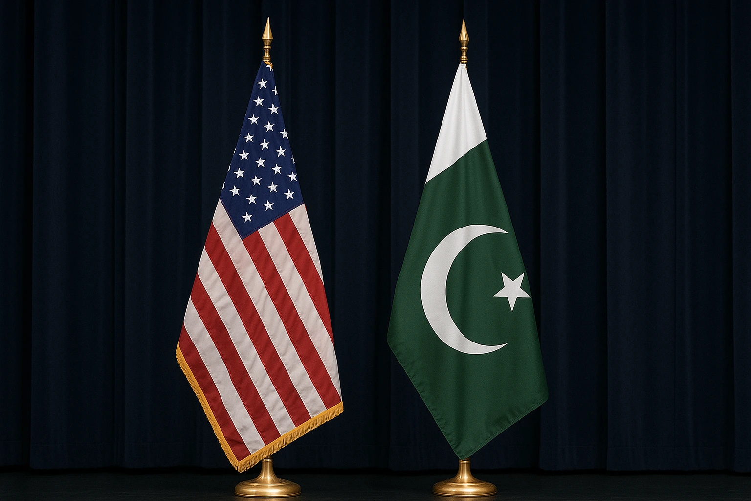 Flags of the United States and Pakistan illustrating growing US-Pakistan partnership in renewable energy, climate action, and sustainable development.