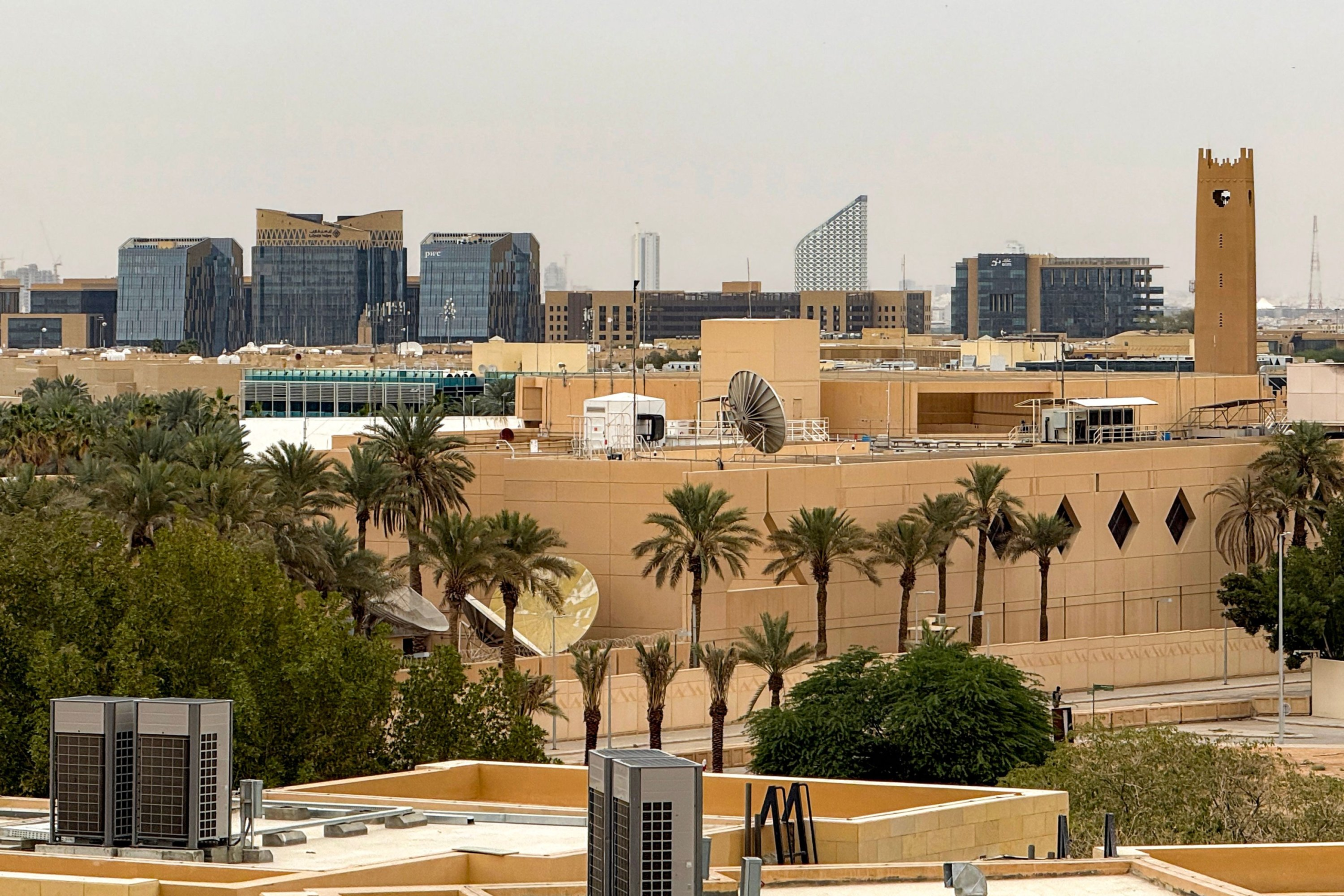 US Embassy in Riyadh, Saudi Arabia, amid heightened regional tensions following the Iran crisis. [Image via AFP].