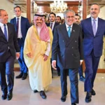 Pakistani leadership meeting Gulf and Middle Eastern officials during high-level diplomatic engagement, reflecting Pakistan’s role in regional mediation and multi-vector foreign policy in the Iran–US crisis