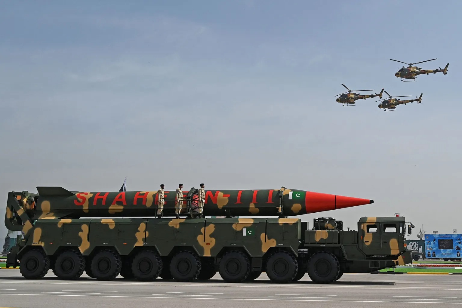 Illustration of US, Pakistan, and India missile capabilities showing Shaheen-III, Agni systems, and geopolitical tensions surrounding nuclear deterrence and threat narratives