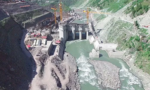 The Kishanganga River, which is a tributary of the Jhelum and is known as the Neelum in Pakistan.