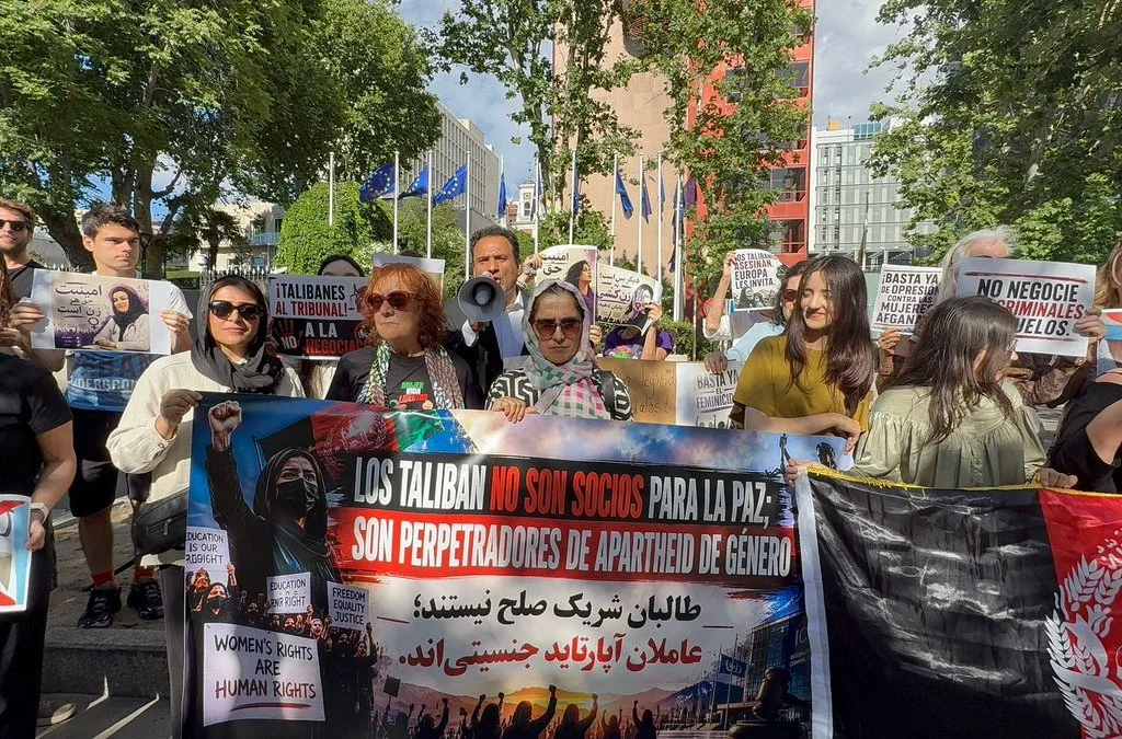 Afghan diaspora protesters in Madrid urge Europe to deny Taliban legitimacy, citing human rights abuses, women's rights restrictions, and security concerns.