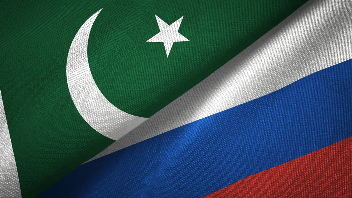 Once separated by Cold War rivalries and competing alliances, Pakistan and Russia are increasingly finding common ground in energy, connectivity, counterterrorism, and regional diplomacy, symbolized by their national flags displayed together.