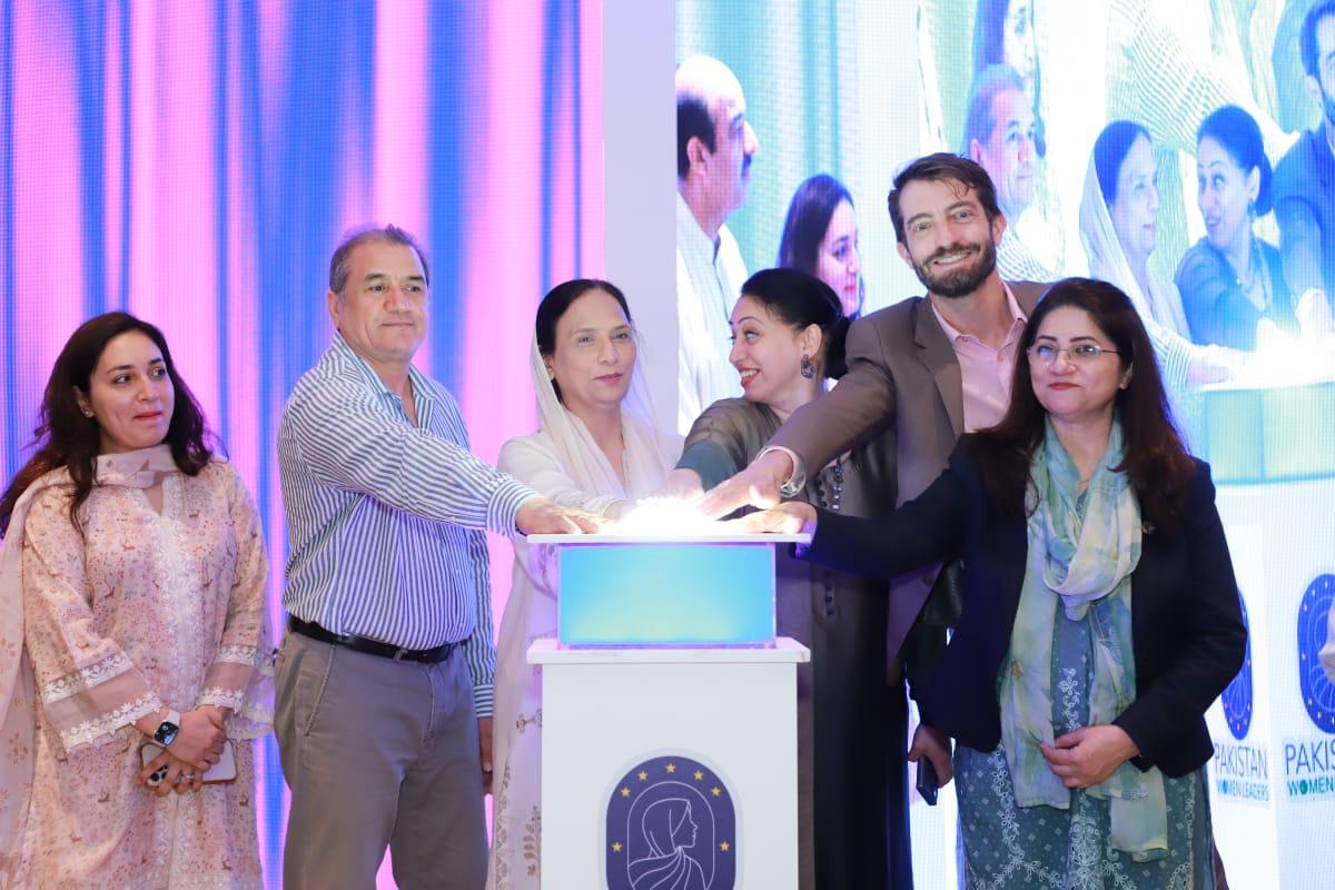 Officials and development partners participate in the ceremonial launch of the Pakistan Women Leaders Mentorship Programme in Islamabad, marking the start of a nationwide initiative to strengthen women's political leadership.