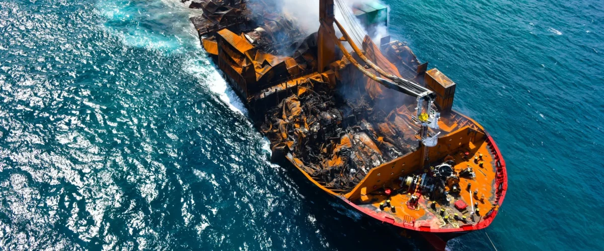 Smoke rises from a fire onboard the MV X-Press Pearl vessel as it sinks [Image via Reuters]
