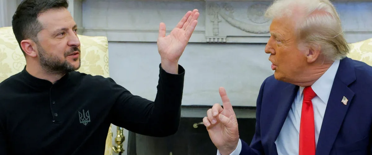 Zelenskyy and Trump clash in White House meeting over U.S. support for Ukraine, exposing deep political divisions on the war. [Image via PBS News]