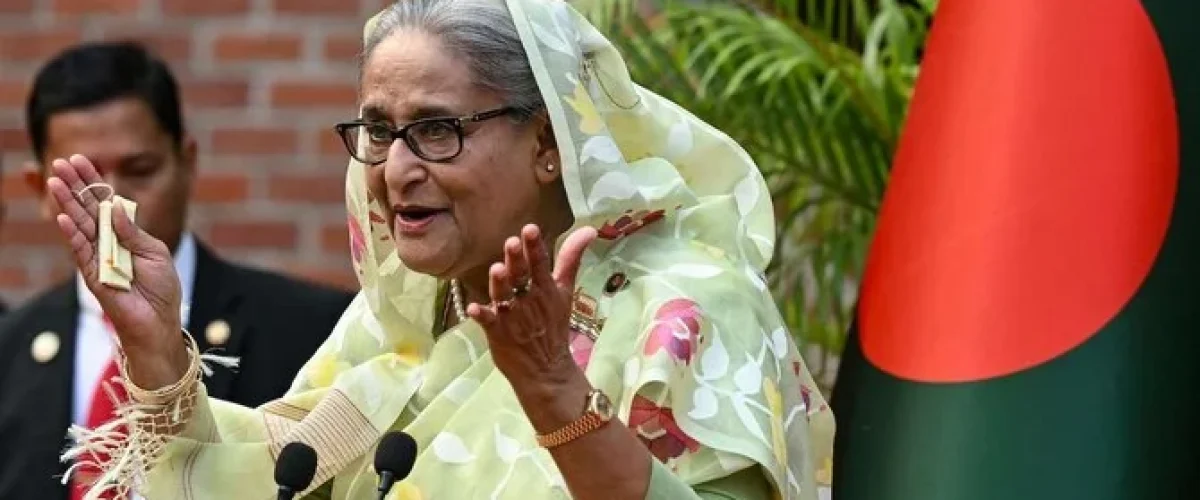 Bangladesh requests India's extradition of Sheikh Hasina on charges of crimes against humanity following violent protests. [Image via AFP/File]