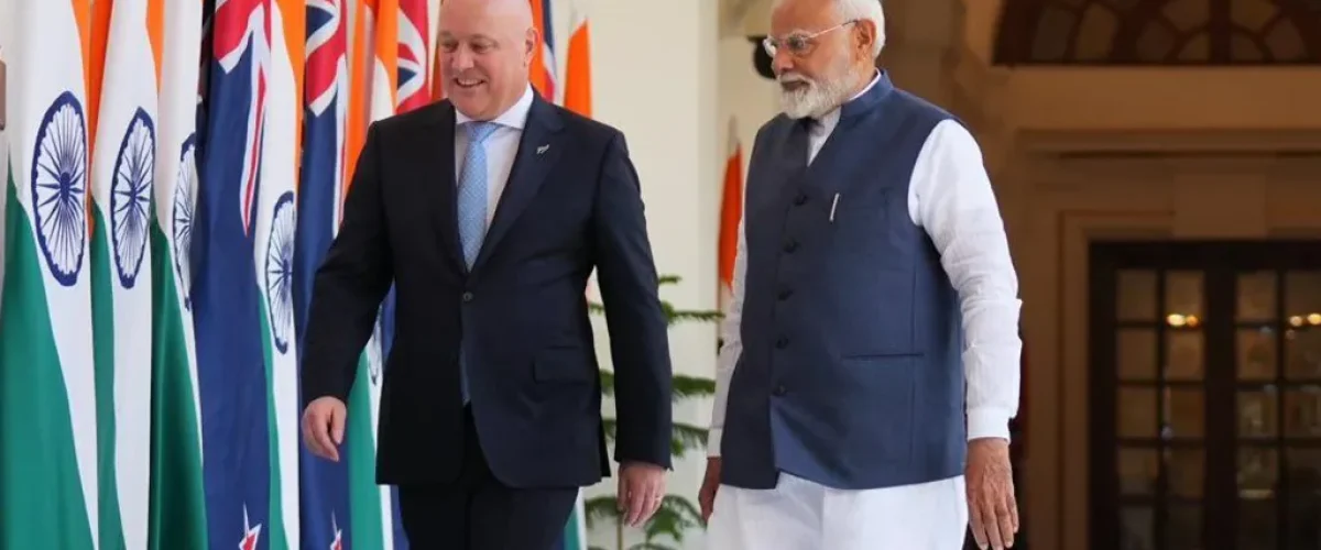 India and New Zealand restart free trade talks after a decade, aiming to boost economic ties and deepen strategic cooperation. [Image via ANI]
