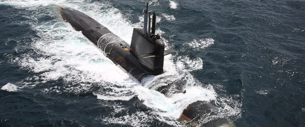 Indian Navy rescues 11 after fishing vessel collides with Scorpene-class naval submarine off Goa coast; 2 still missing. [Image via NDTV]
