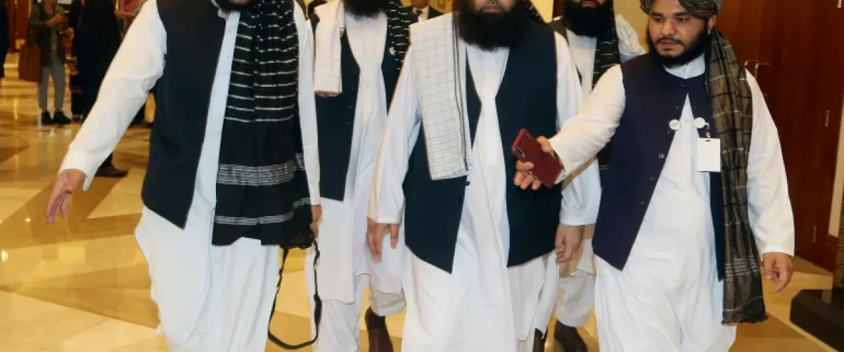 Taliban officials heading to attend a meeting in Doha.