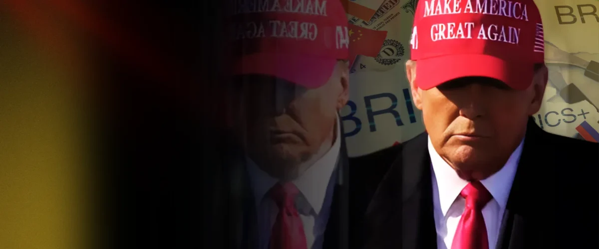 Trump's White House return sparks trade tensions with Trump tariffs and BRICS opposition, disrupting global economic dynamics. [Image via SAT Creatives]