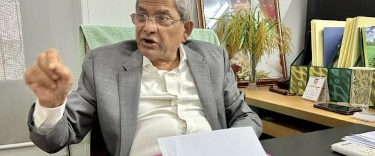 Mirza Fakhrul Islam Alamgir discusses Bangladesh's political future, election reforms, and challenges under the interim government. [Image via Benar News]