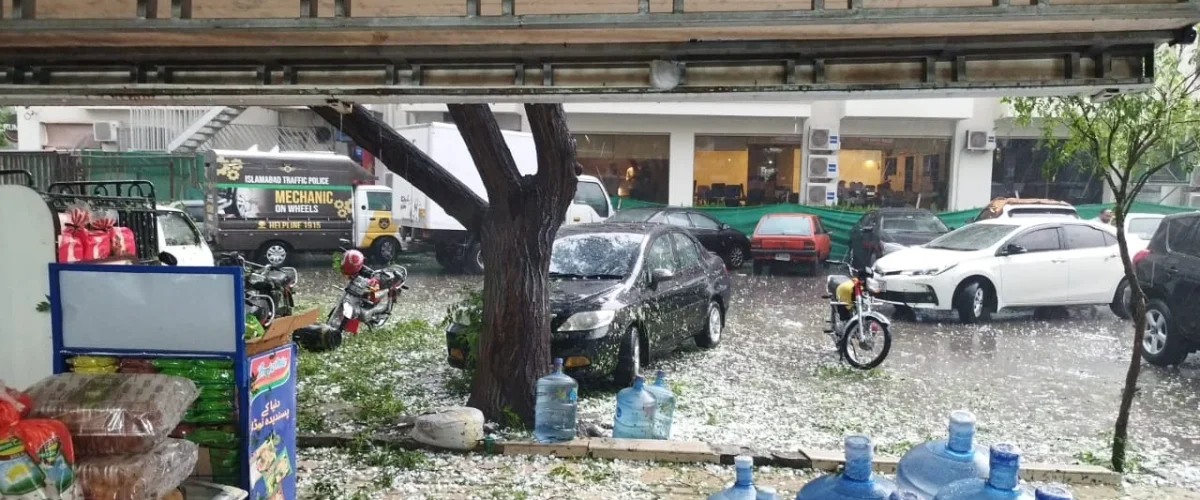 Pakistan faces hailstorms in Islamabad and heatwaves in the south. Authorities issue weather alerts and safety warnings.