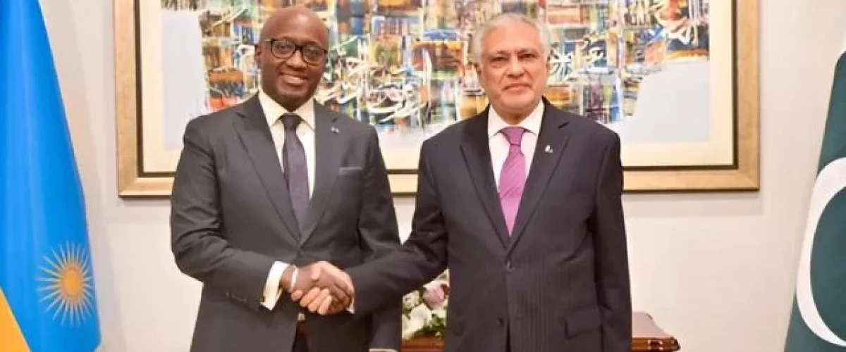 Pakistan and Rwanda vow to boost ties in trade, defense, tech, and diplomacy during FM-level talks in Islamabad. [Image via The Express Tribune]