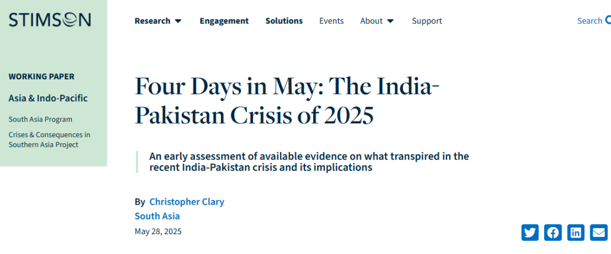 A Stimson Center Report on The India-Pakistan Crisis of 2025